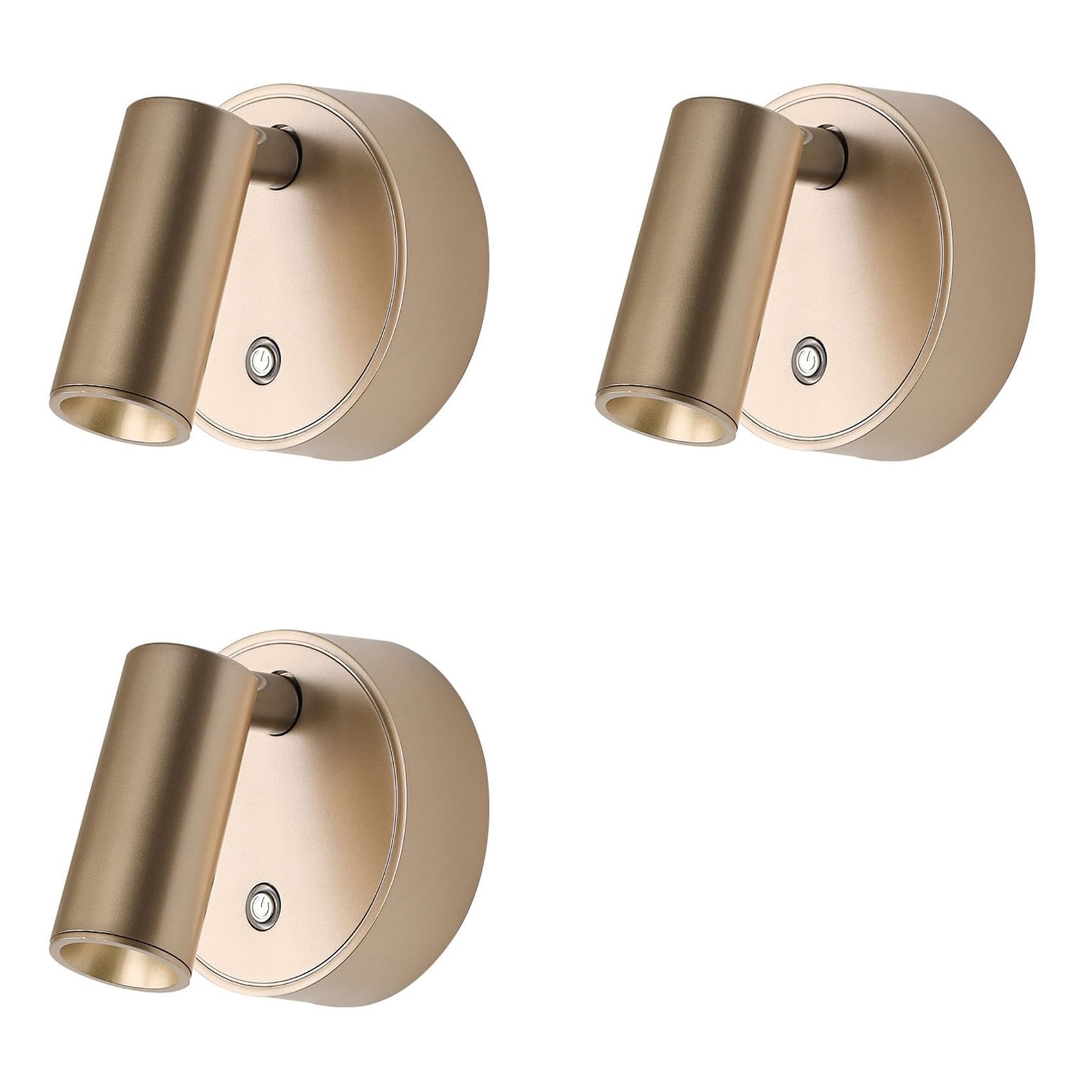 Vjsujehgy 3X LED Wall Lamp Mini Rechargeable Spotlight Punch-Free Installation, Three-Color Dimmable, for Living Room and Bedroom