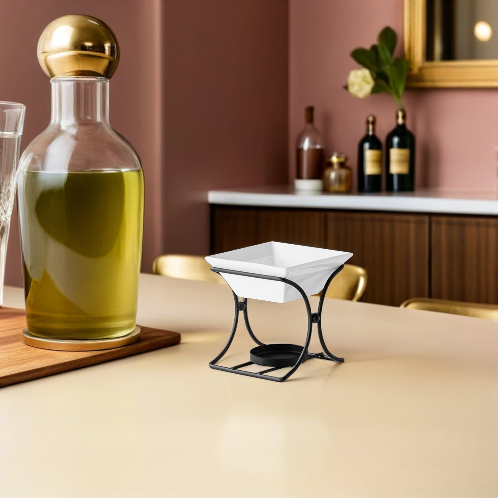 Set 2 Pentole per Fonduta in Ceramica Scaldaburro e Sciogli Formaggio Ciotole per Sciogliere Cioccolato e Caramelle Tazze Impilabili per Dessert e Fonduta Lavabili in