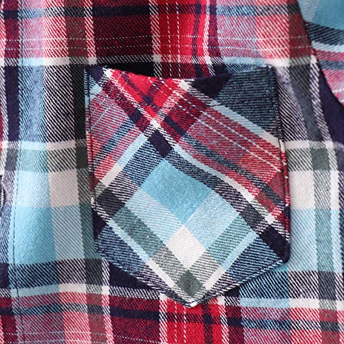 Image of Phorecys Girls' Plaid Flannel Shirt Long Sleeve Button Down Buffalo Checkered Shirt 2T-10 Years