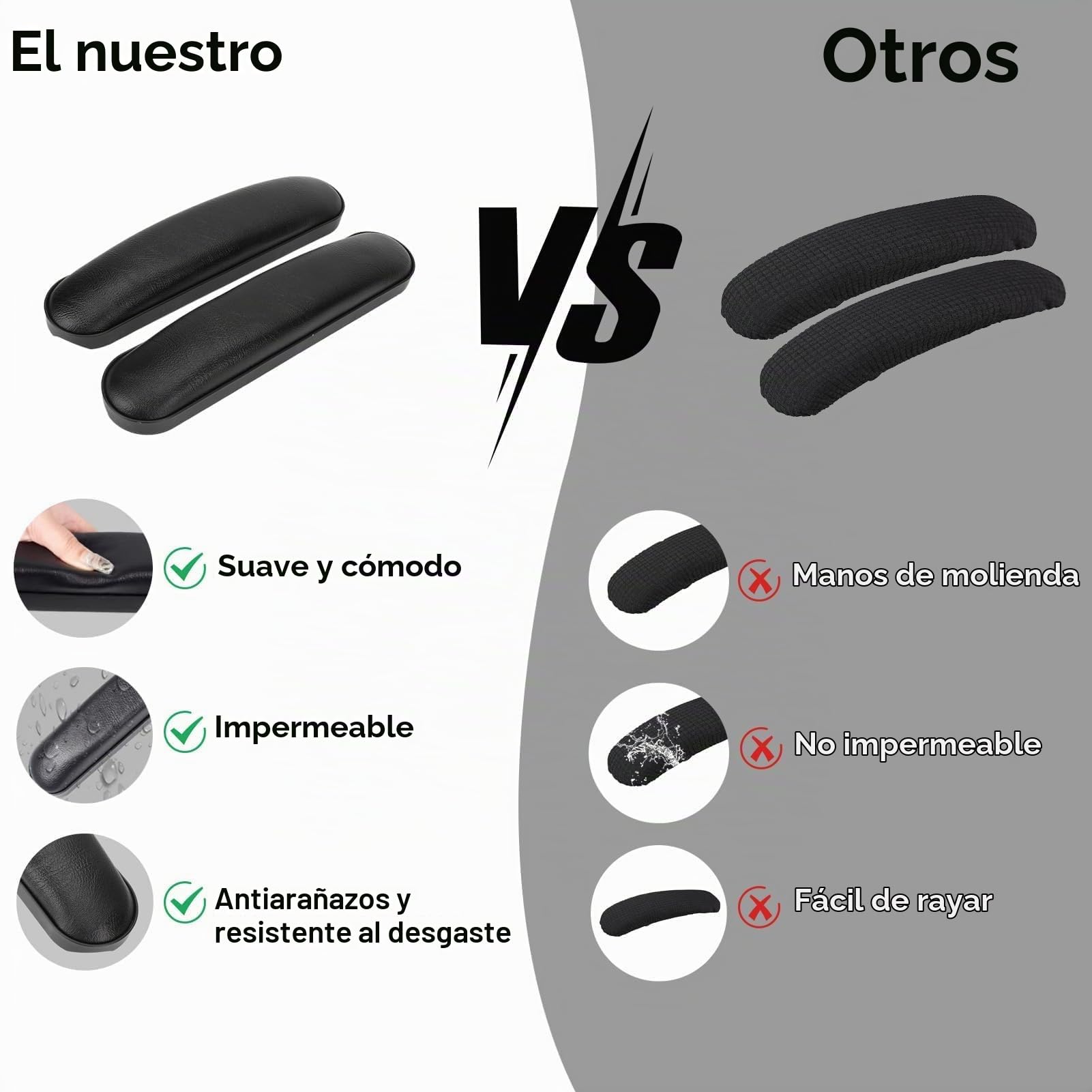 Funda para Reposabrazos De Silla De Ruedas, 2 Uds 26x5,5cm Funda Acolchada Universal Reposabrazos De Cuero PU Almohadillas Acolchadas cómodas reposabrazos de sillas de Ruedas para Niños Adultos