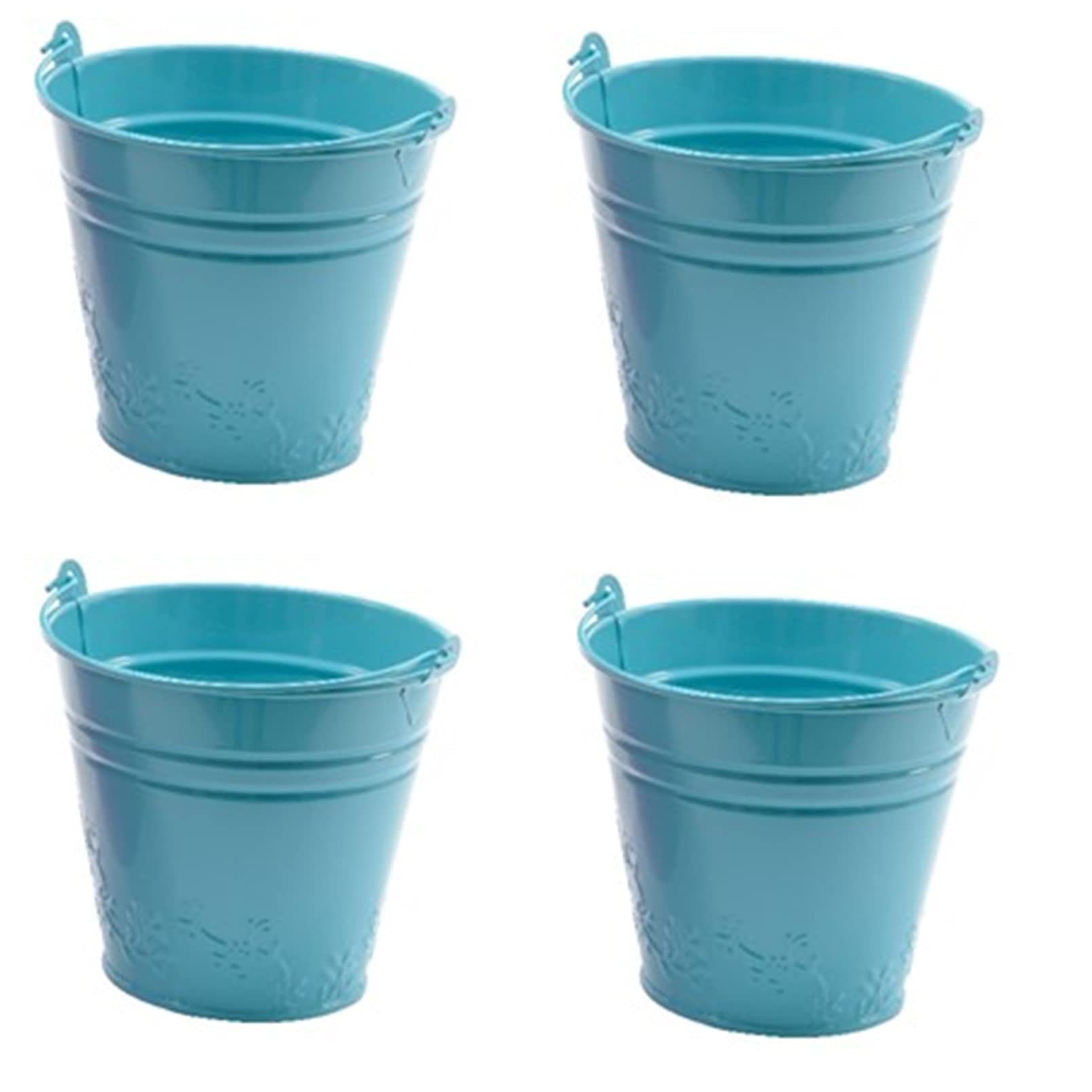 4 Kids Metal Bucket Planter Zinc Flower Pot Tin Pen Pot Craft Pot Bright Blue