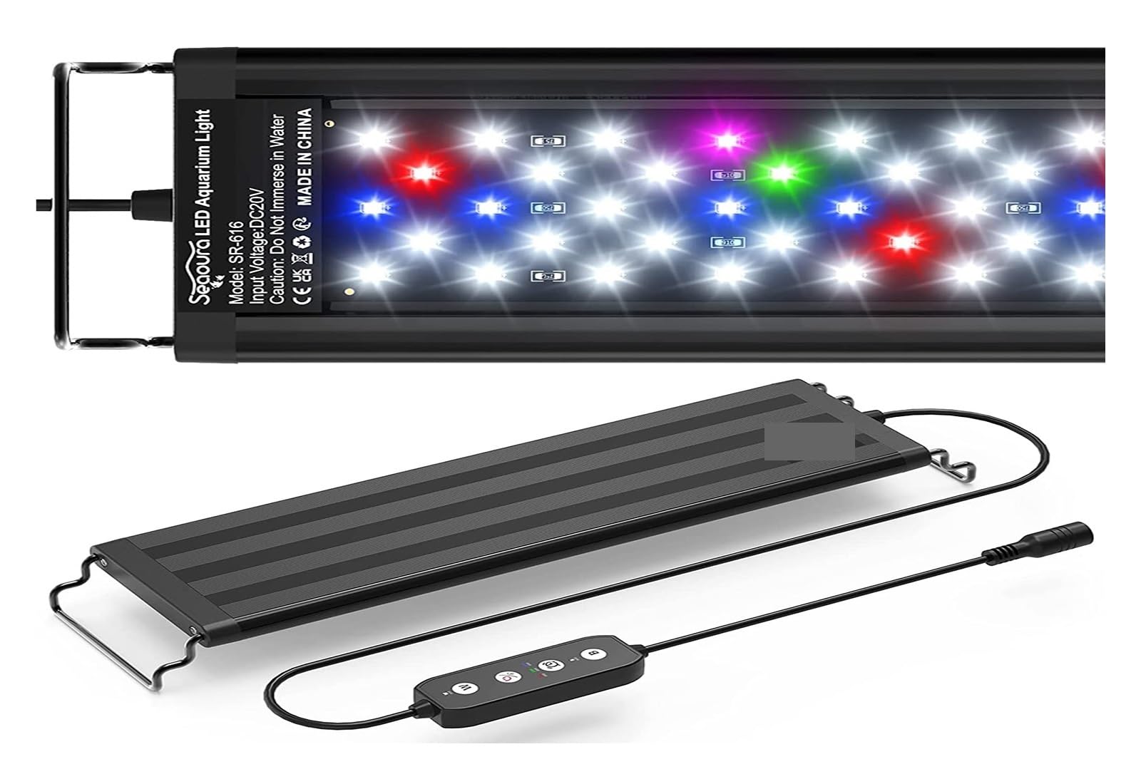 Luz LED para acuario Lámpara de luz de acuario de encendido/apagado automático de 30-45cm for plantas de agua, luz de tanque de peces de espectro completo con temporizador, LED blanco, azul, rojo, ver