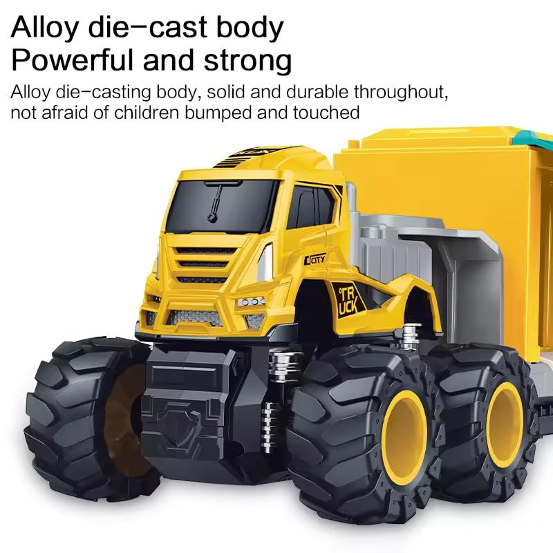 Image of 1:43 Die Cast Alloy Model Animal Transport Truck Toy for Kids Boys Girls 4WD Friction Powered Ice-Cream Trailer Miniature Toys Pull Back Vehicles (Pack of 1, Multicolor)
