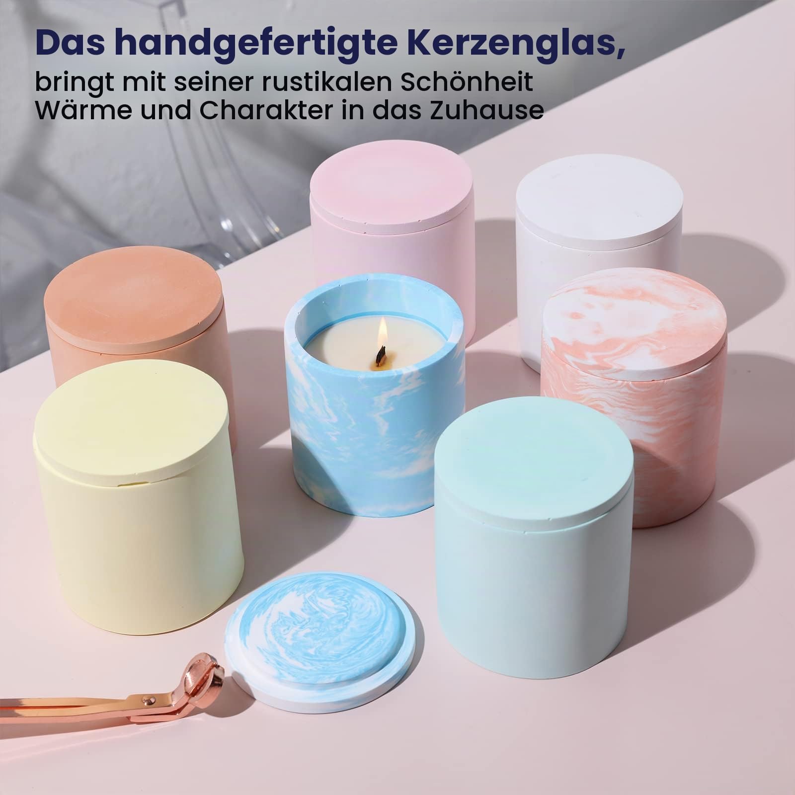 BOOWAN NICOLE Klassische Silikonform für Kerzenglas, Zementform für Kerzengefäße mit Deckel zum Selbermachen (SH0989-1 SH0989-2)