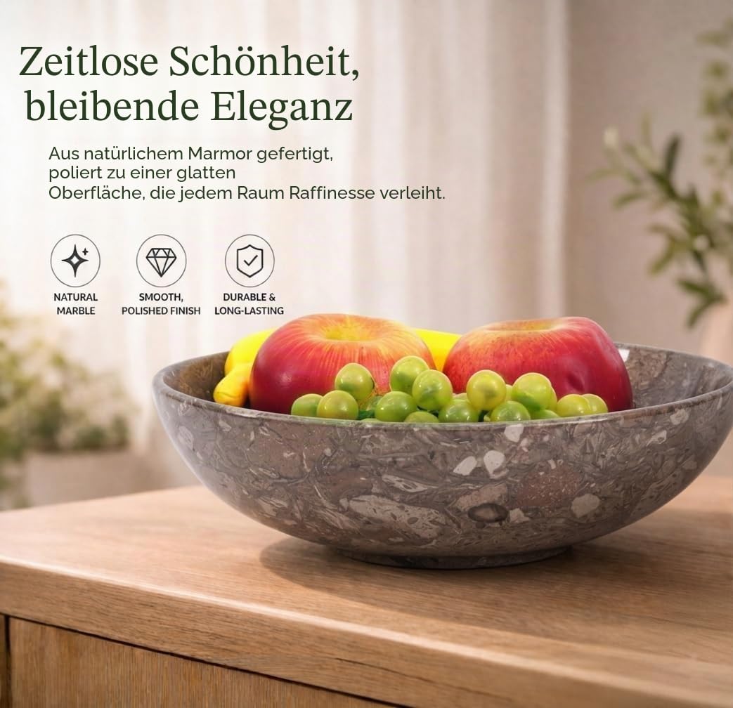 Radicaln Radikal Marmor-Obstschale, 25,4 cm,ozeanische,handgefertigt, dekorative Schüssel für Küchentheke, Couchtisch, Tafelaufsatz, Bananenhalter, Heimdekor-Akzent