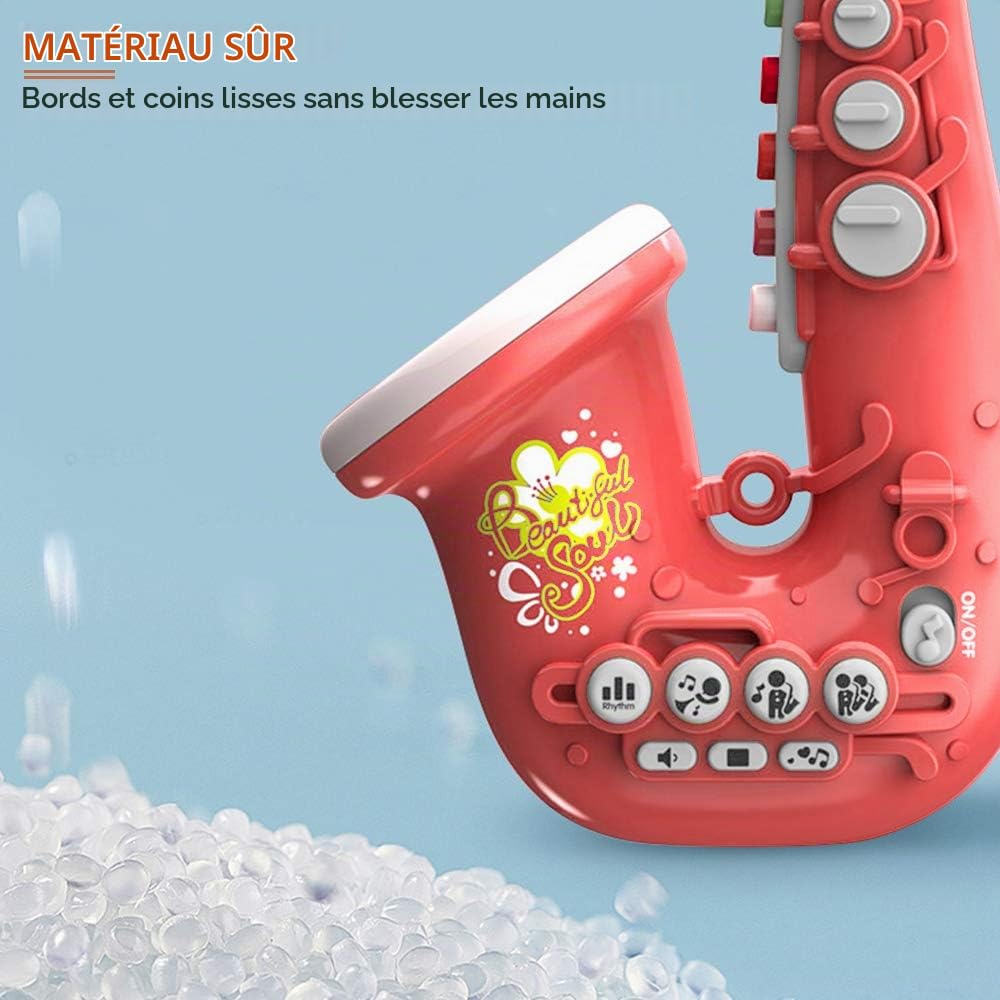 Coikes Saxophone Jouet pour Enfants Saxophone 8 Notes en Plastique avec Instruments de Musique de Musique Jouet éducatif précoce Portable Trompette pour Enfants Bébé Garçons Filles (Rouge)