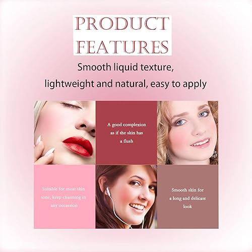 Miniatura 5 de HOSAILY - Rubor líquido para mejillas, varita de belleza líquida con aplicador de cojín, fácil de aplicar, de aspecto natural, de larga duración,