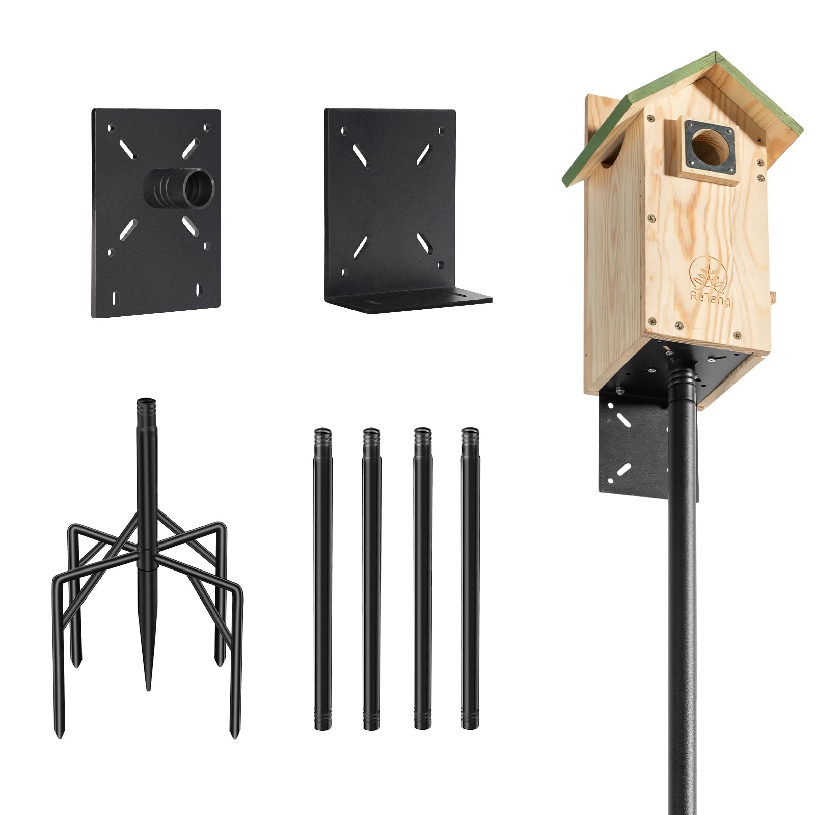 190 cm große intelligente Vogelfutterstation für den Außenbereich, strapazierfähig, mit 5 Zinken, Vogelfutterstation für draußen, verstellbare Vogelhausstange, Gartenpfahl, Wetterstation-Montagesets