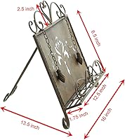 Vista 3 de Soporte de metal antiguo para libros de cocina, libro de recetas y soporte para iPad, caballete de libro de cocina con cadenas pesadas para regalo