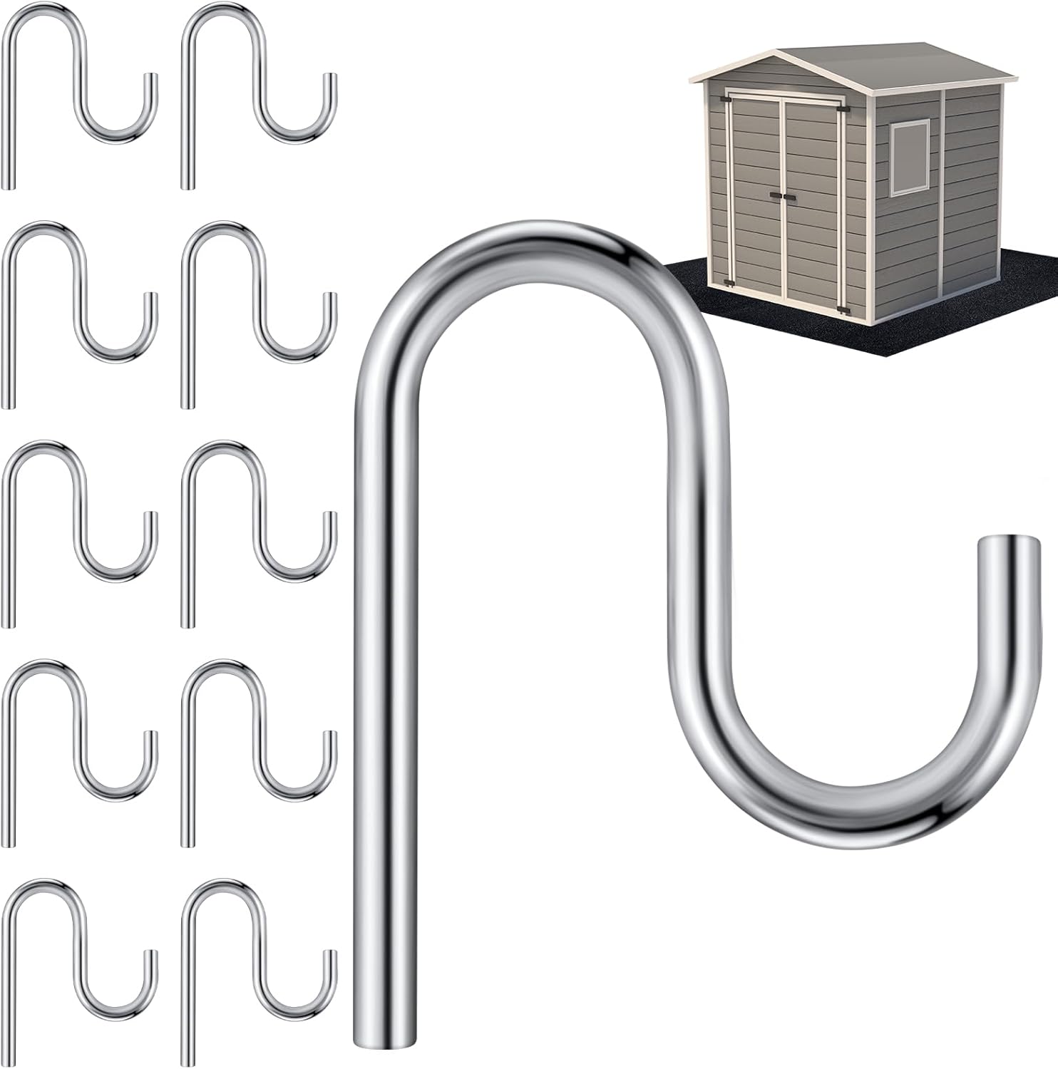 Blulu 10 Pcs 2'' Long Shed Hooks for Hanging Heavy Duty