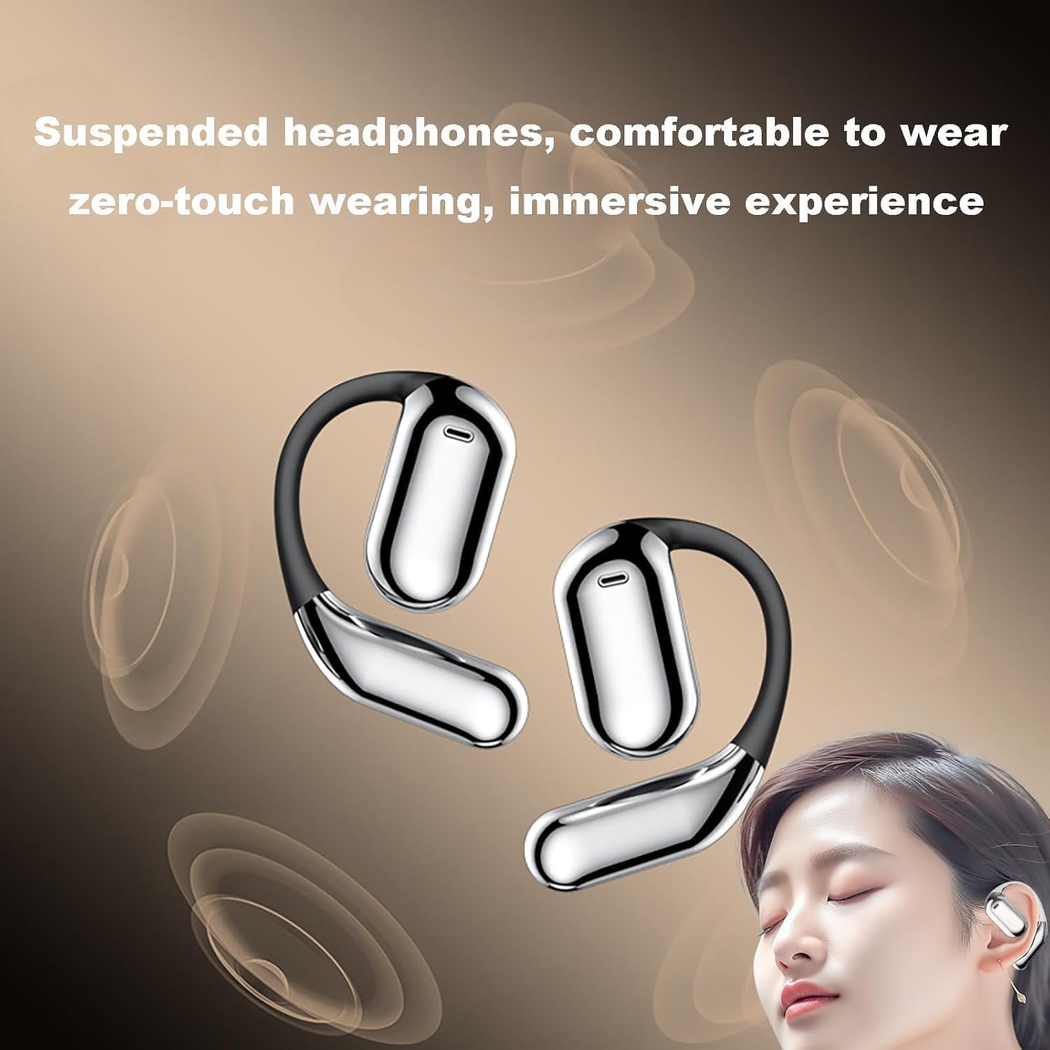 True Potężne słuchawki douszne Bluetooth 5.4, aluminiowe słuchawki douszne, wodoodporne IPX5, bezprzewodowe słuchawki douszne Bluetooth, bardzo wygodne, do biegania i treningów, 2 szt