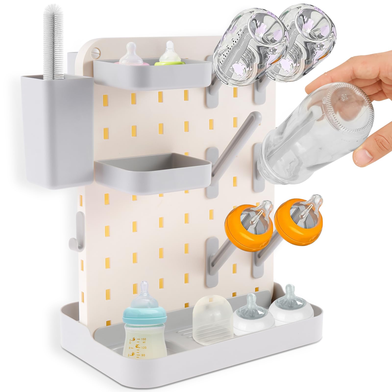 Baby Bottle Drying Rack,Upgrade Large Capacity Vertical Bottle Dryer Rack Holder,Removable Countertop Standing Holder for Newborn Feeding Essentials,Drying Racks for Baby Bottles,Nipples & Accessories