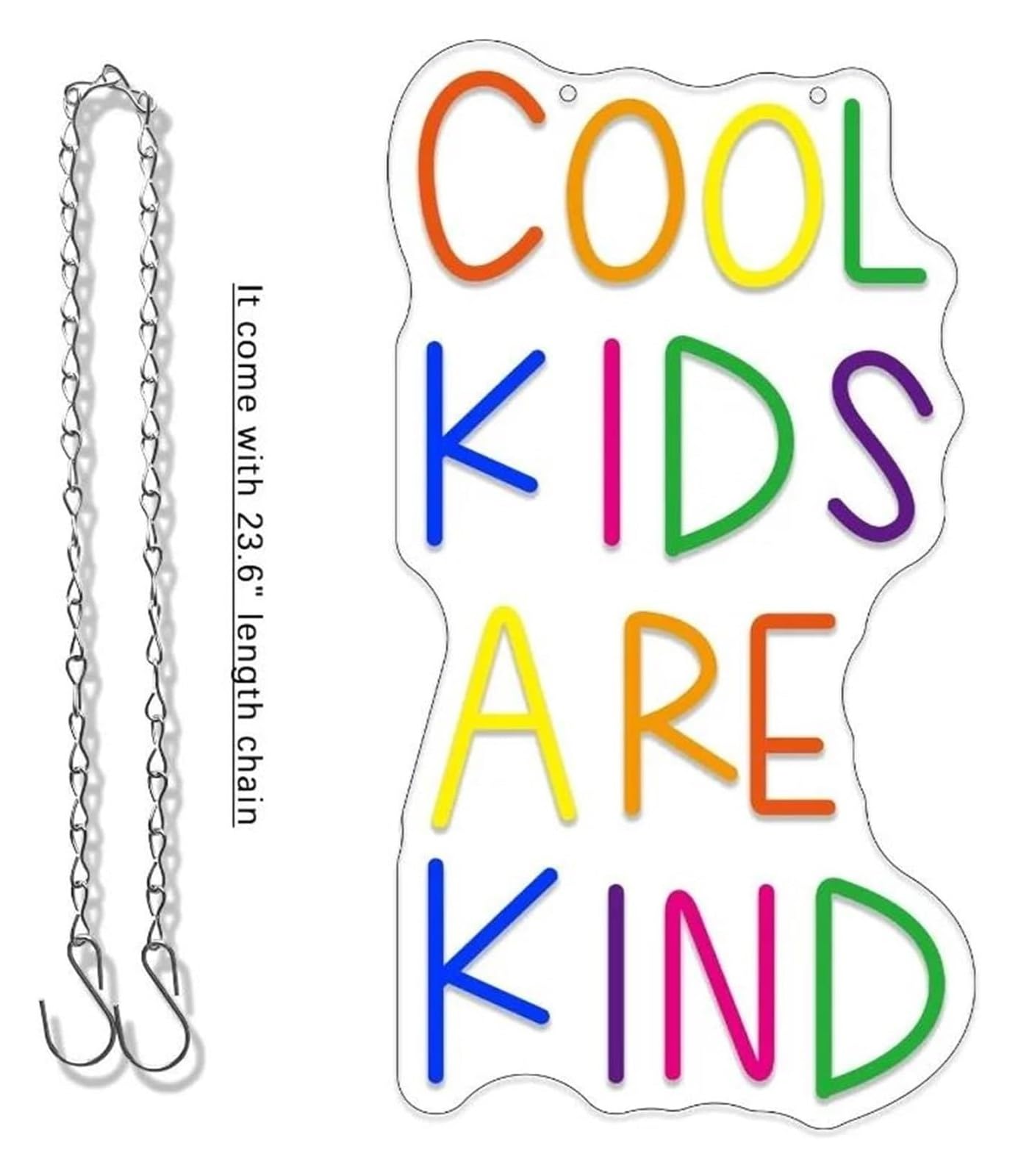 Decoraciones de neón para interiores Letrero de neón LOS NIÑOS GENIALES SON AMABLES para decoración pared, paneles regulables