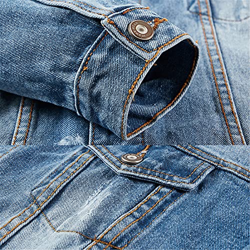 Generic Couple Denim Suit Spring Autumn Fashion Casual Ripped Hole Long Sleeve Denim Jacket + Jeans 2 Piece Set … 5