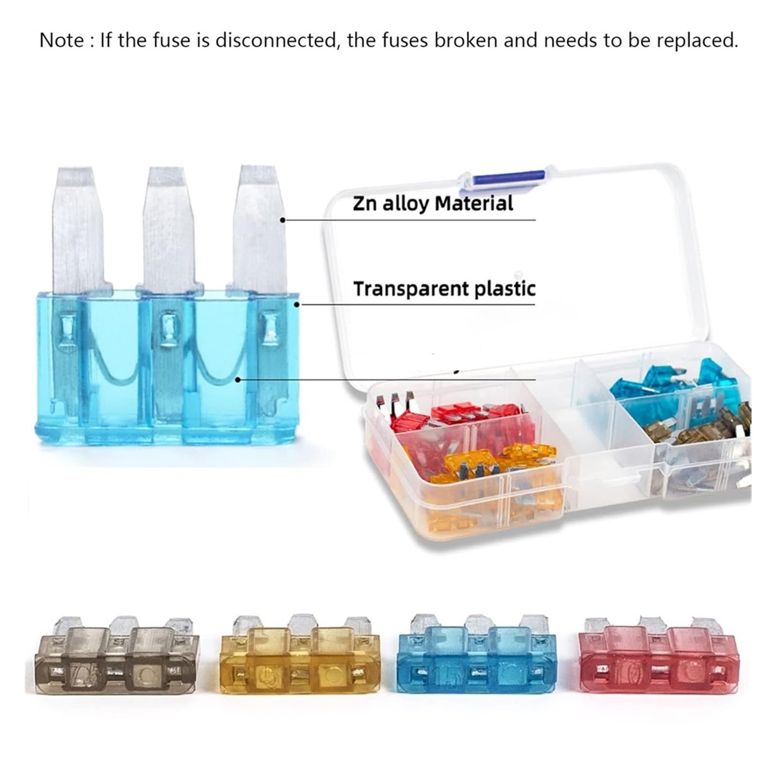 Fusibile Micro3 da 60 pezzi, lama micro a 3 poli | Kit assortimento fusibile di ricambio 5A 7,5A 10A 15A
