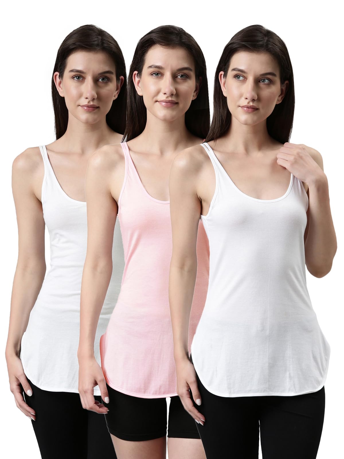 Solid Scoop Neck Sleeveless Slim Fit Camisole for Women(Assorted._Pack of 3_85)-image-12