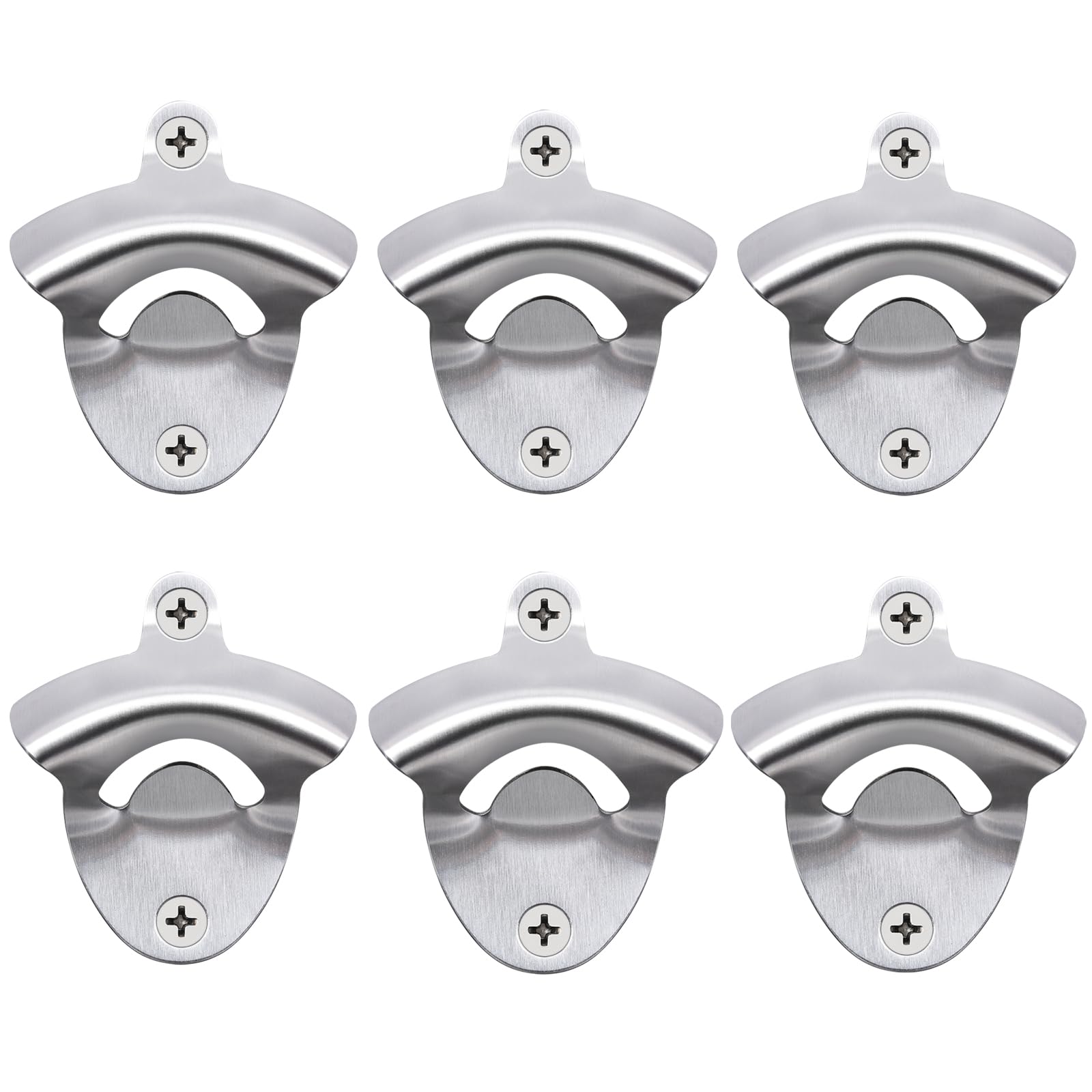 Photo 1 of HAIICEN 6 Packs Stainless Steel Bottle Opener Wall Mounted Beer Cap Opener Silver Brushed