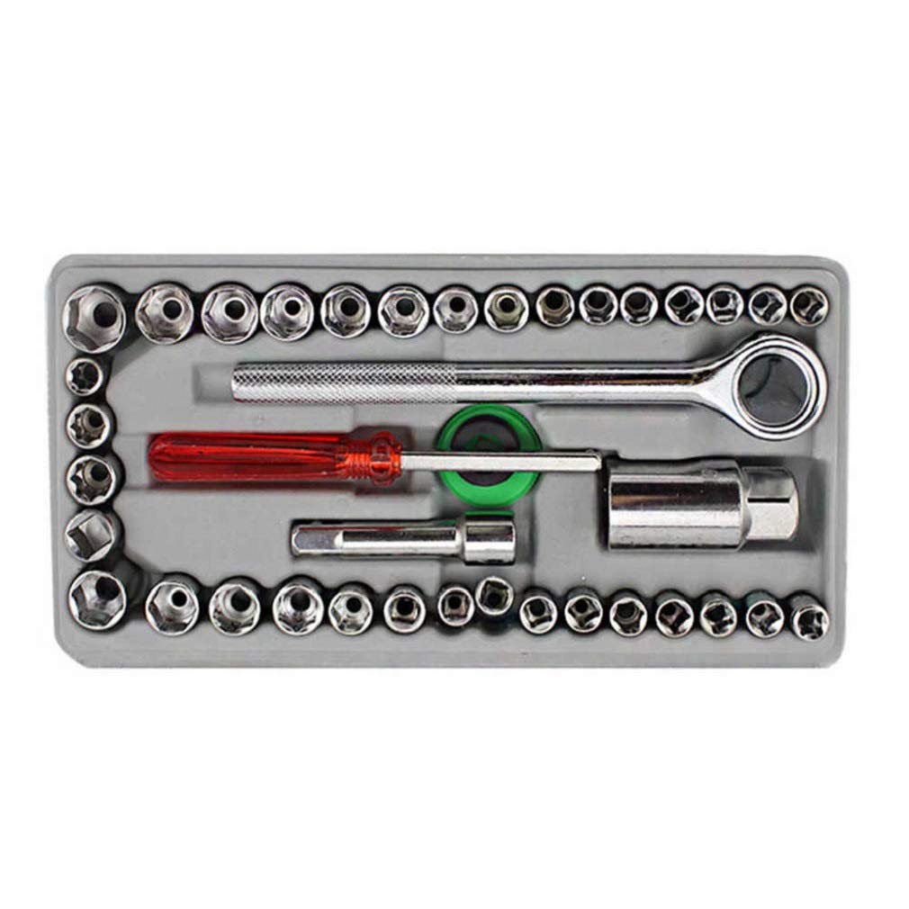 40 in 1 Screw Driver Set 40 PCS Automobile Motorcycle Tool Box Set Socket Wrench Hardware Auto Repair Tools for Car and Bike Maintenance Automobile Socket Set Home Applications Maintenance