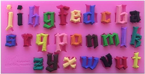 Moldes de chocolate, moldes de fondant, letras góticas, forma digital, resina epoxi para decoración de magdalenas de chocolate, herramientas de