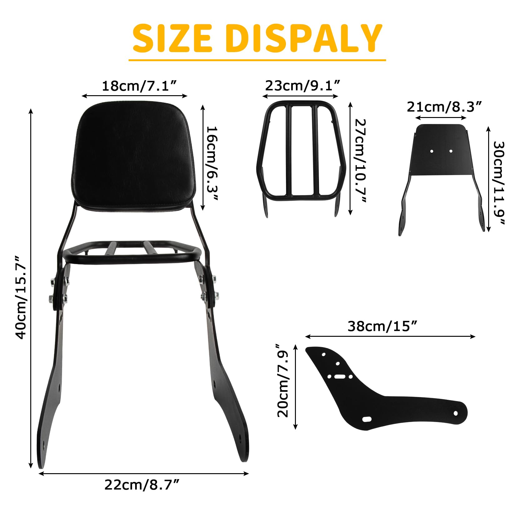 Almohadilla del Asiento del Respaldo Trasero de la Motocicleta con Portaequipajes para Rebel CMX500 CMX300 2017-2025, PSLER Pasajero Sissy Bar