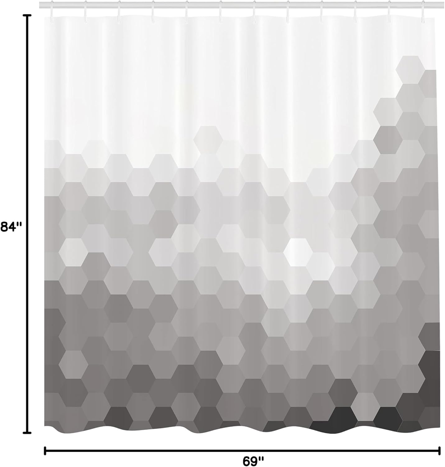 Ambesonne Contemporary Shower Curtain, Gradient Toned Geometric Digital Abstract Hexagon Modern Display, Cloth Fabric Bathroom Decor Set with Hooks, 69" W x 84" L, Taupe Grey