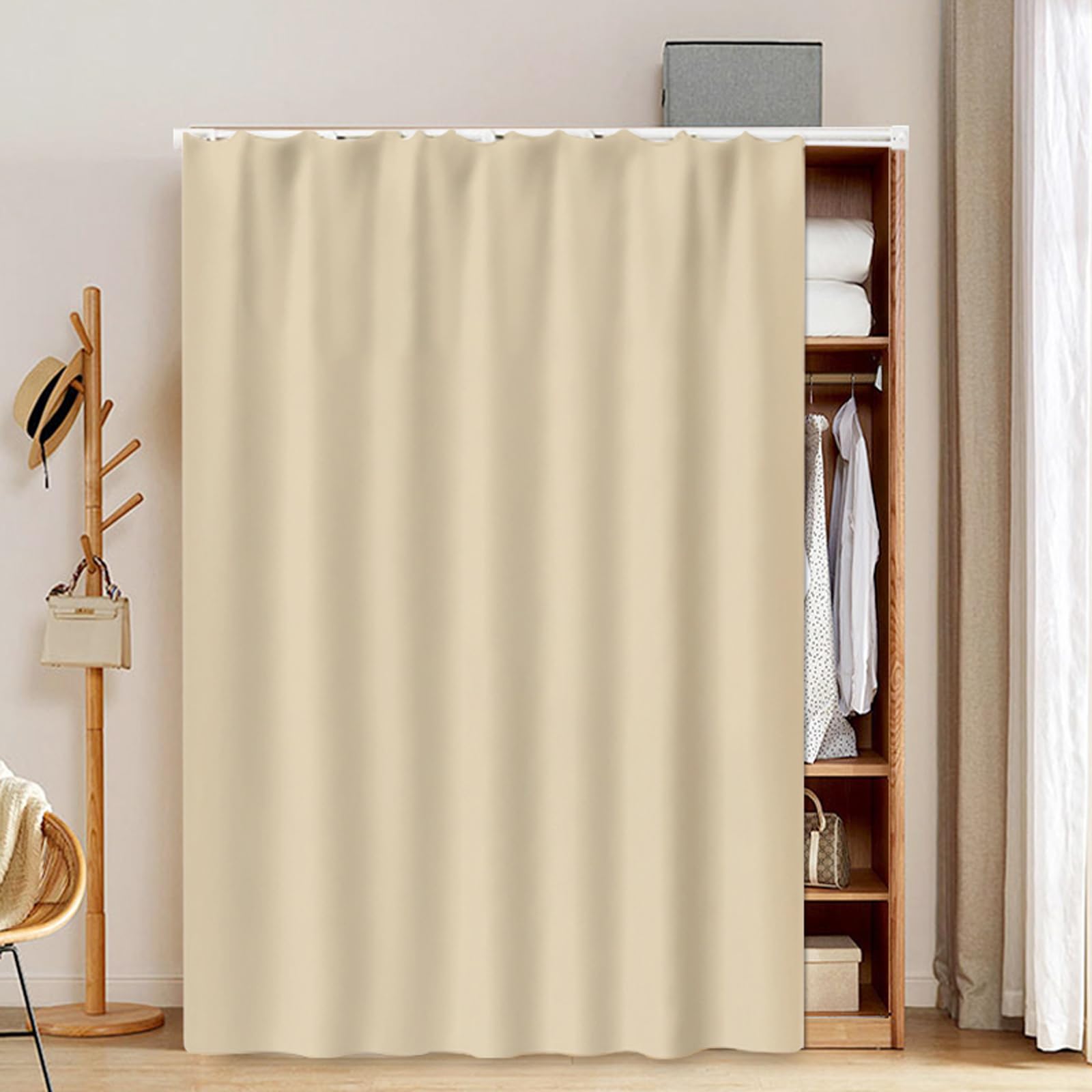 Enigmaire Cabinet Curtains For Shelves,Privacy Cabinet Curtain Dust-Proof,Dust Proof Curtain For Shelves Wall Panel Hanging Doorway Noren,No Tools No Drill,Dust-Proof,For Café,Bedroom,Shoe Cabinets