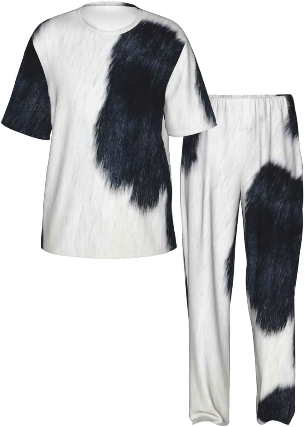 Men'S 2 Piece Loungewear Pajama Set Cowhide Print Short Sleeve Tee Top And Pants Set S-3xl
