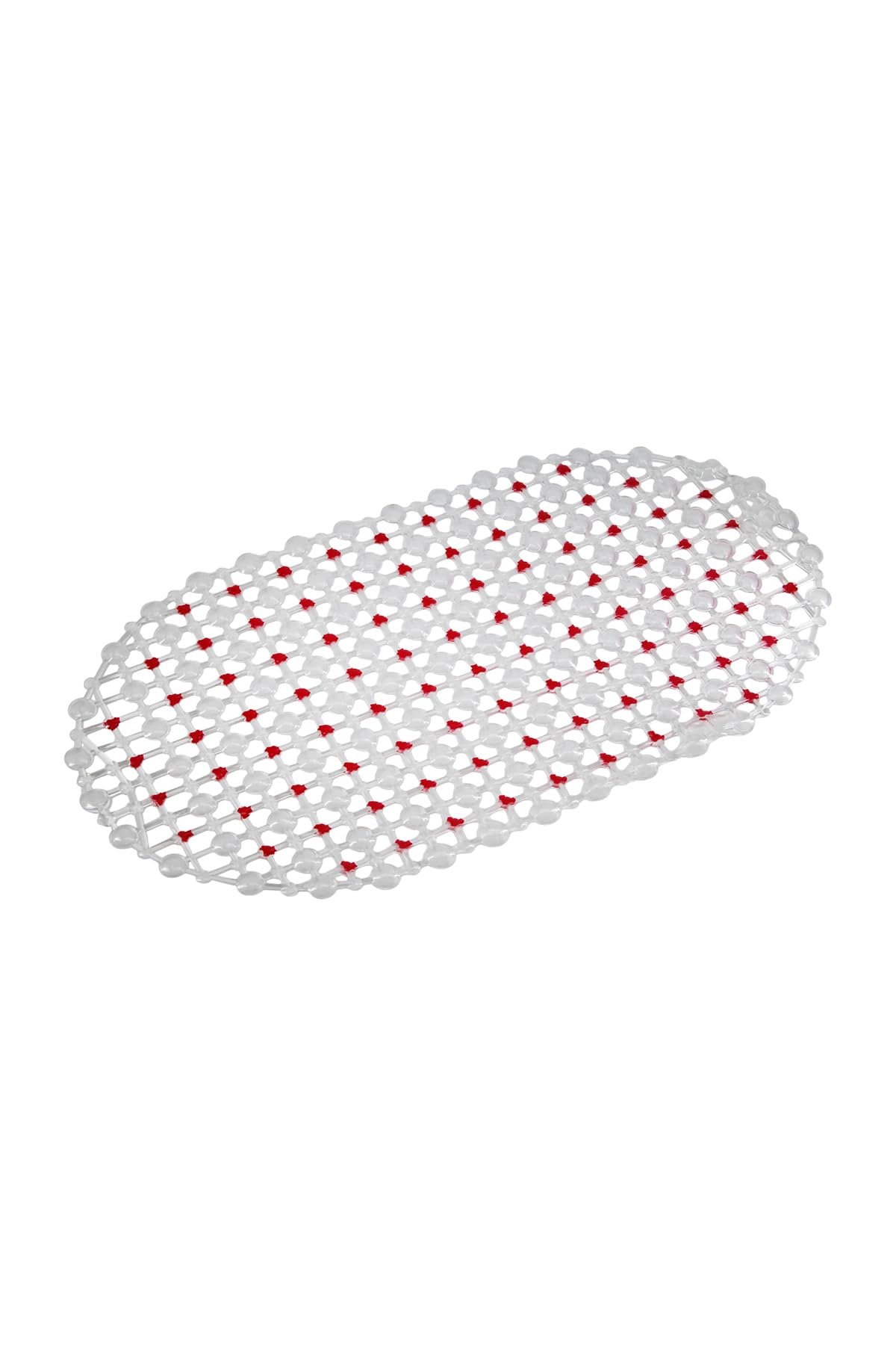 Eko Serisi Banyo - Küvet İçi Kaydırmaz Vantuzlu Oluklu Oval Paspas 63 x 34 cm, Kırmızı