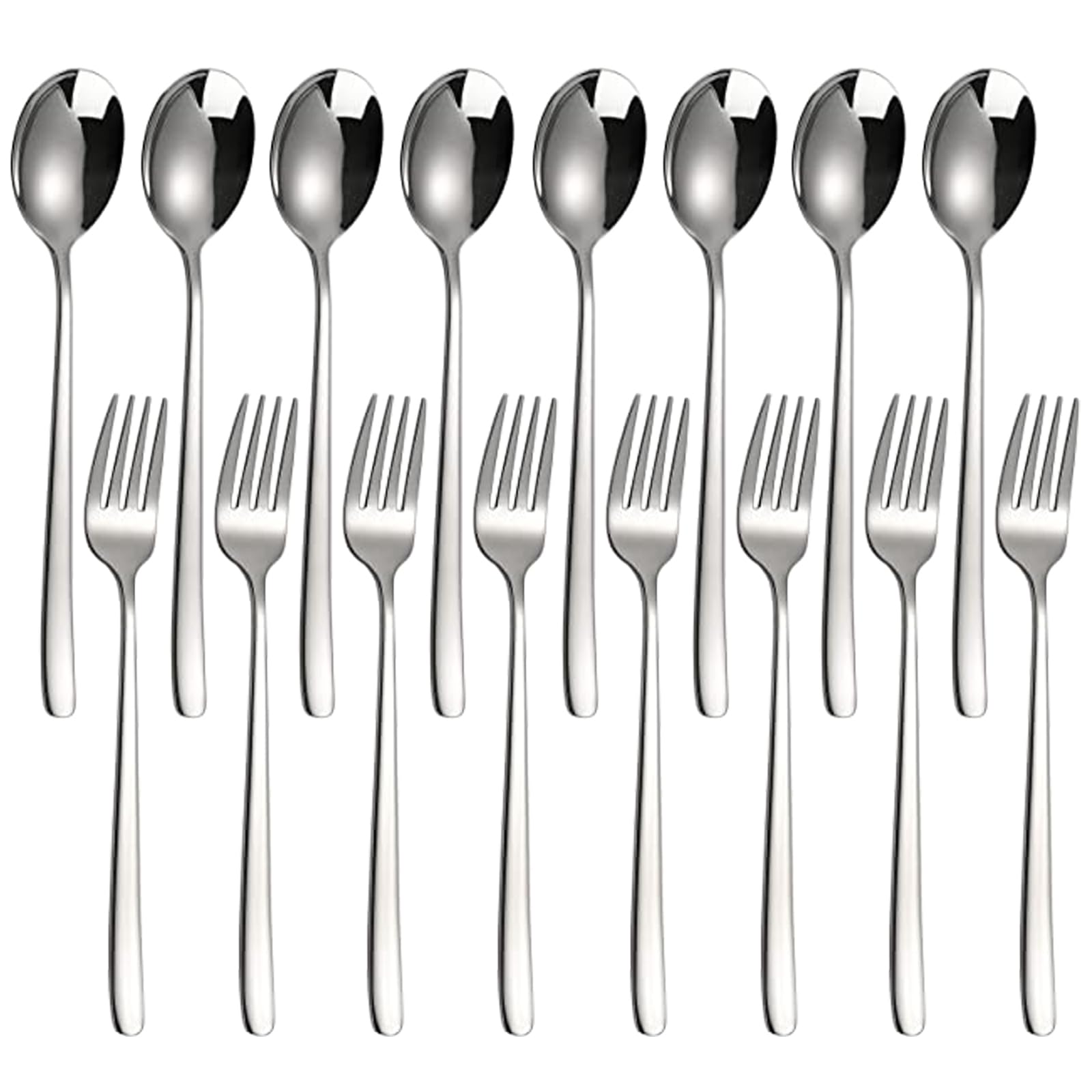 Dinner Forks and Spoons Set of 16 Stainless Steel Tablespoons Forks Flatware for Home Kitchen Hotel (Stainless Steel)