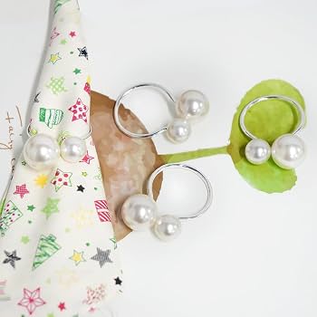 Set 12 Portatovaglioli Con Fiori Artificiali Rossi In Metallo Dorato - Decorazioni Tavola Per Matrimoni E Feste - 6