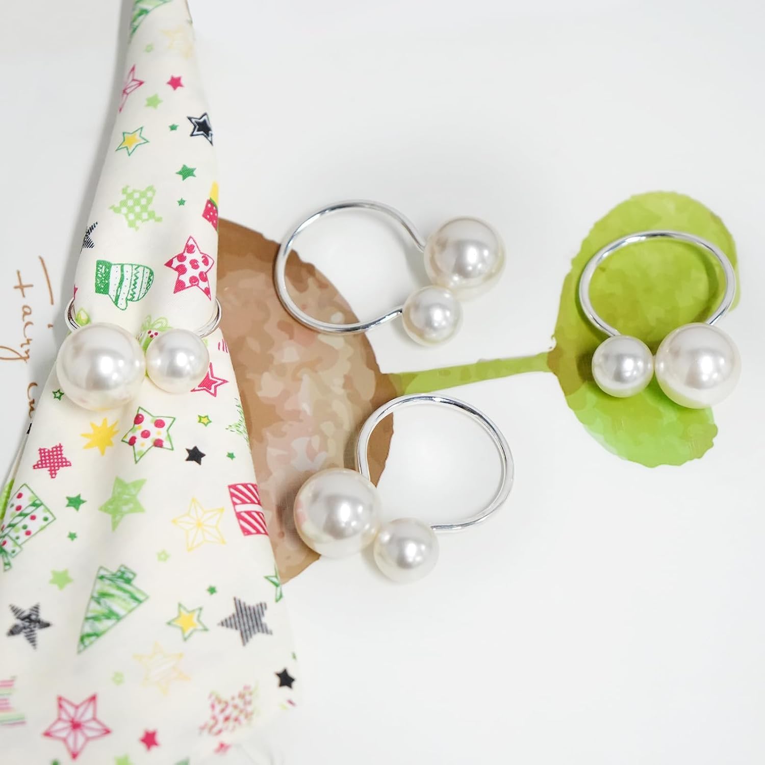 Set Da 10 Eleganti Anelli Portatovaglioli Con Perle E Fibbie, Perfetti Per Matrimoni, Natale E Cene Speciali