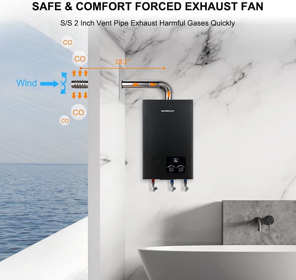 Blасk Frіdау - 80% оƒƒ Camplux 2.64 GPM Residential Indoor Tankless Water Heater,On-Demand Instant Water Heater with Fahrenheit Digital Display, Liquefied Propane Gas Water Heater for Small Homes, Apartments Use, Black