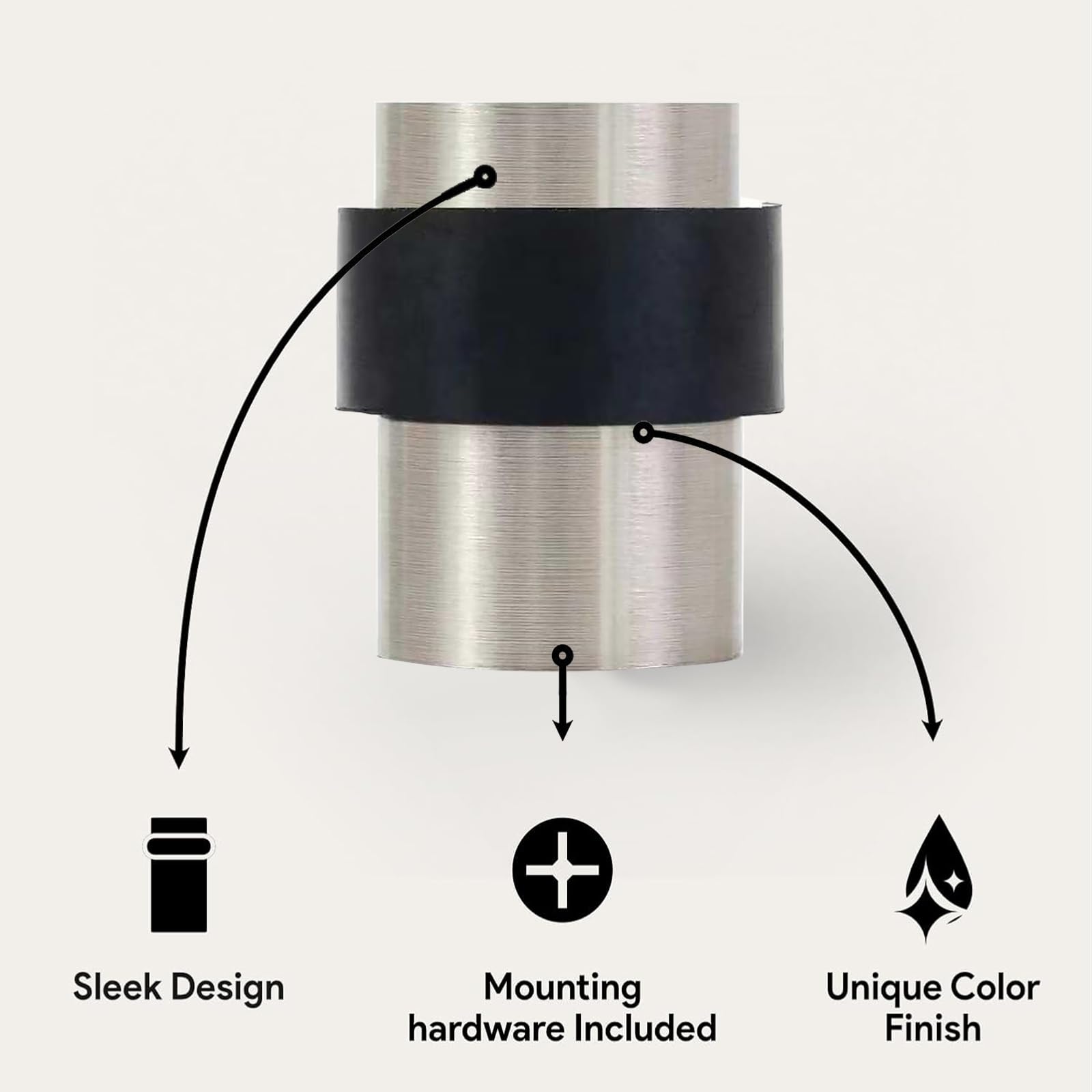 KHTUMEWARE 3801 cylindrical floor door stop dimension diagram, 1-1/2 in (38 mm) overall height, 1.38 in (35 mm) max diameter, Brushed Nickel.