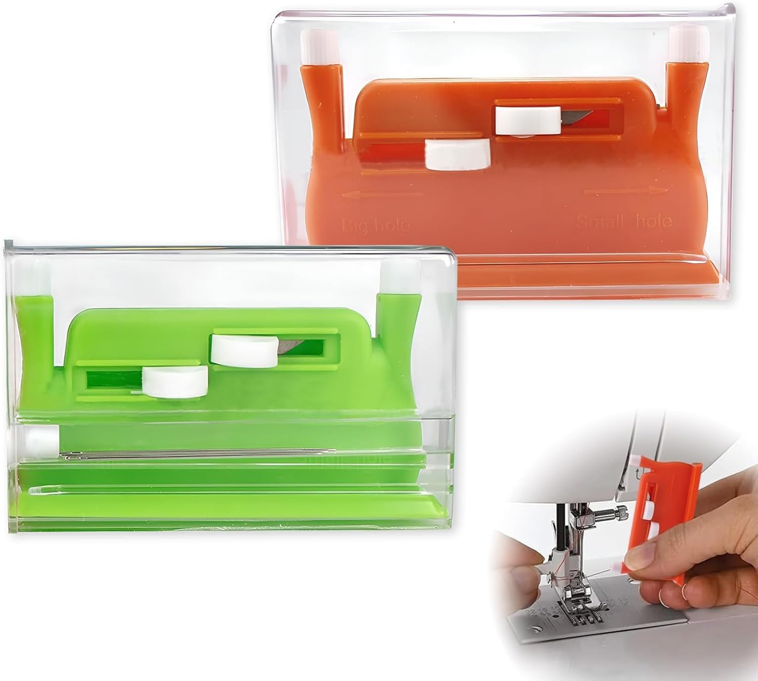 2 Pcs Automatic Needle Threader, Double Head Sewing Aid Device, Plastic Hand Tool for Sewing Embroidery Use, Easy Thread Design Suitable for Seniors, Home DIY Craft Accessory