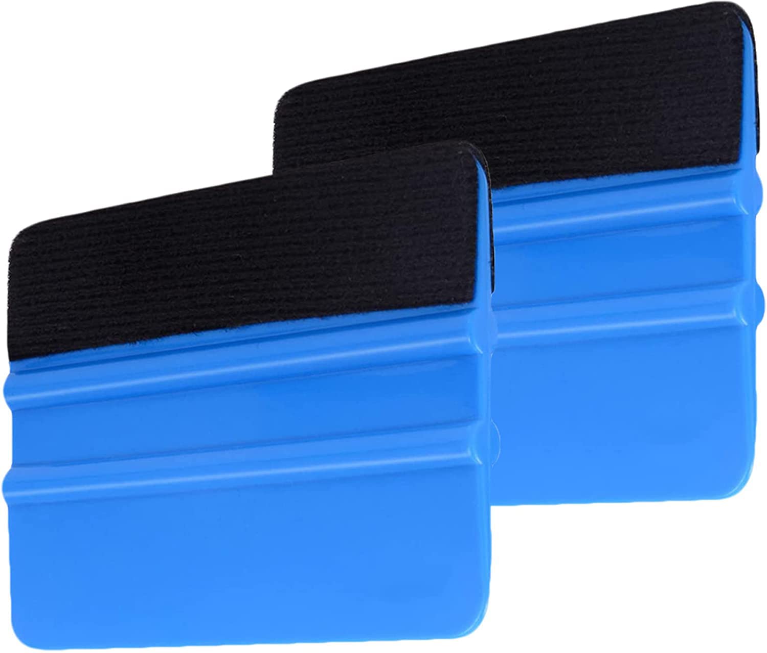 Felt Squeegee Tool Vinyl Squeegee Graphic Decal Wrapping Car Film Wrap Scrape Wallpaper Installing Window Tint Craft Scraper with Black Fabric Felt Edge Wallpaper, Blue 2Pc