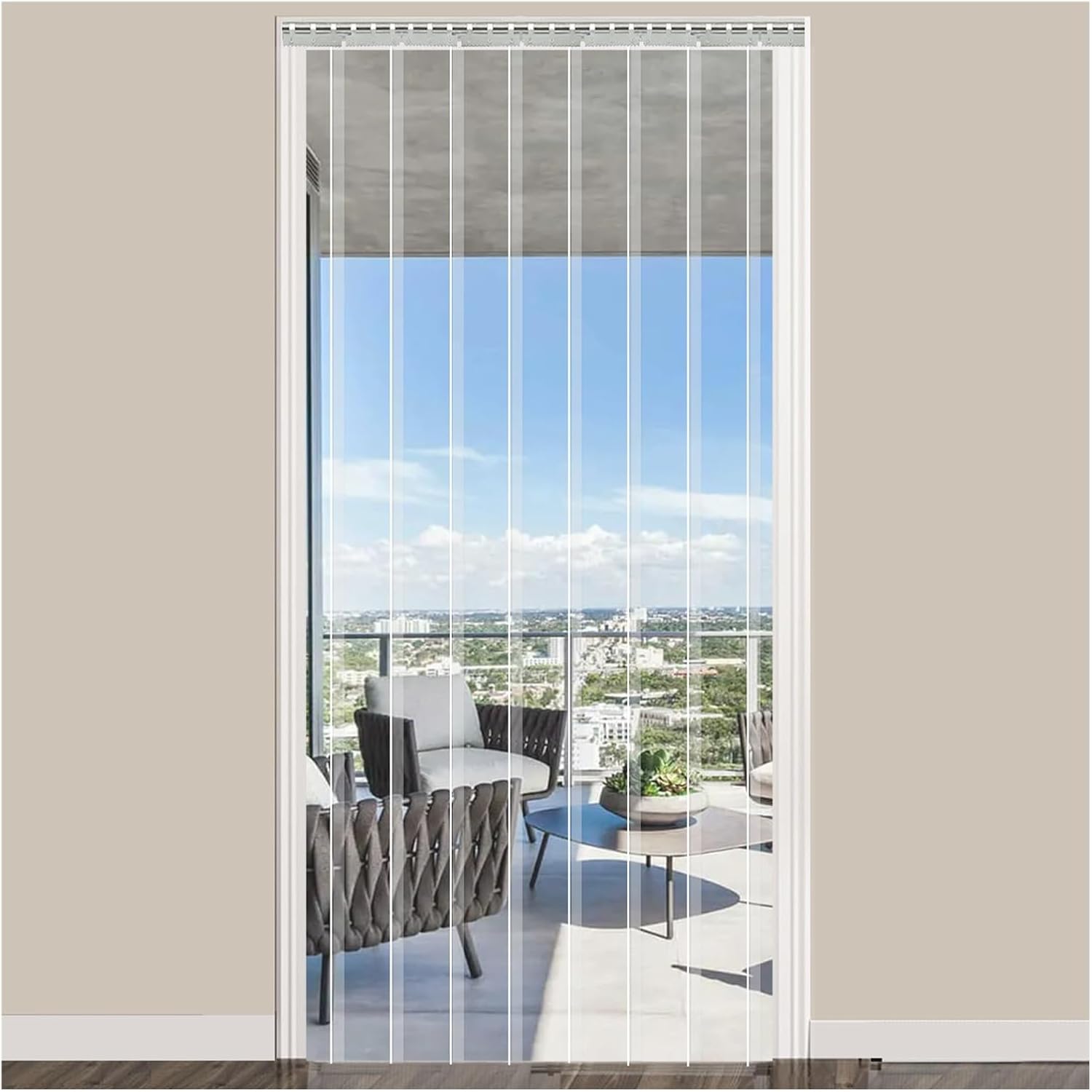Rideau Lanière PVC Transparent 120x210cm QHLTY