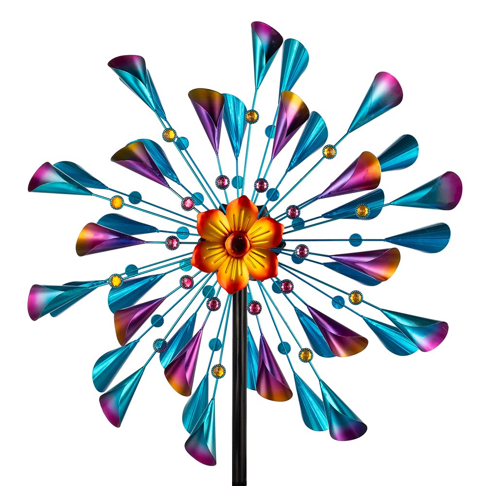 Molinillos de viento de metal grandes para exteriores, molinillo de viento cinético y escultura de viento con estaca, escultura de viento impermeable, decoración artística para patio, jardín,