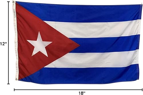 Miniatura 5 de Bandera de barco de Cuba de 12 x 18 pulgadas, nailon para todo tipo de clima, con cabecera y ojales, fabricada en Estados Unidos