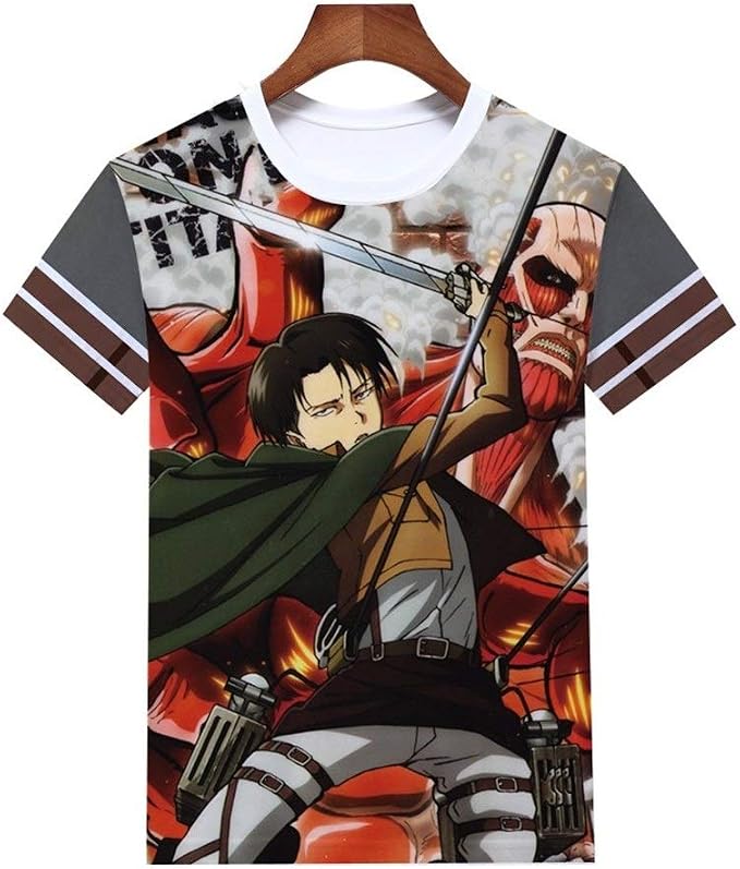 Attack on Titan Levi Ackerman, maglietta con stampa 3D anime, maglietta a  maniche corte grigio L : Amazon.it: Auto e Moto