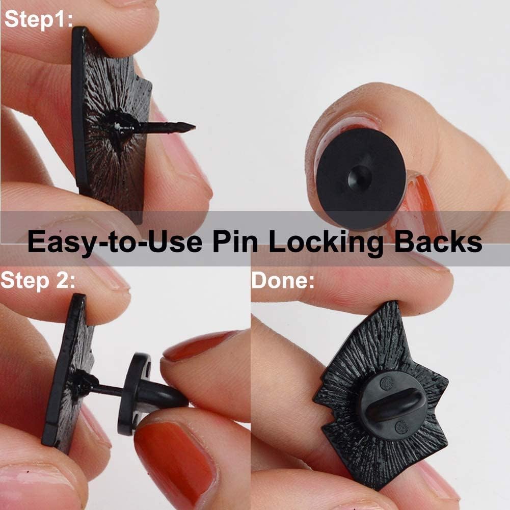 Rubber Pin Backs, 50PCS Lapel Pin Backs, Pin Safety Backs for Brooch Tie Hat Badge Insignia, Black