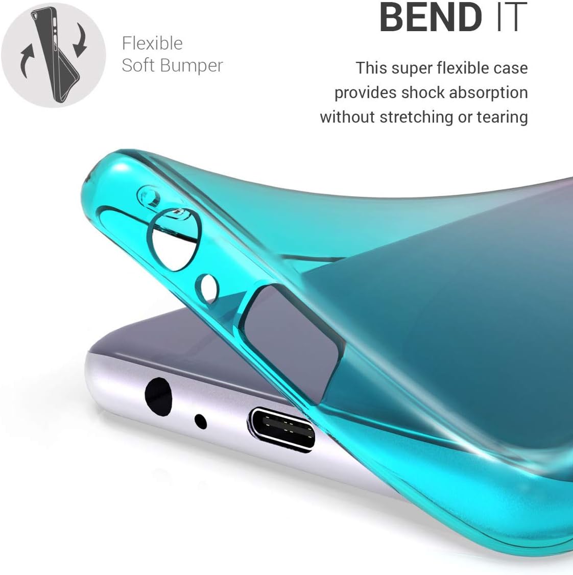 kwmobile Case Compatible with Samsung Galaxy A8 (2018) - Case Transparent Gradient Phone Cover - Bicolor Dark Pink/Blue/Transparent