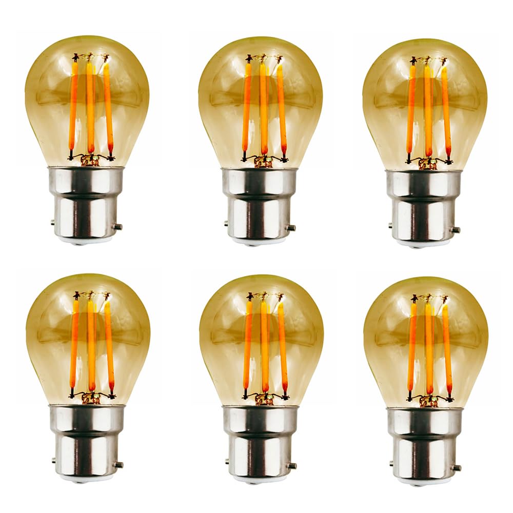 Jiotouhu G45 Golf Ball Filament Vintage LED Bulbs, B22 Bayonet Cap, Energy Saving 4W Light Bulb 40W Equivalent
