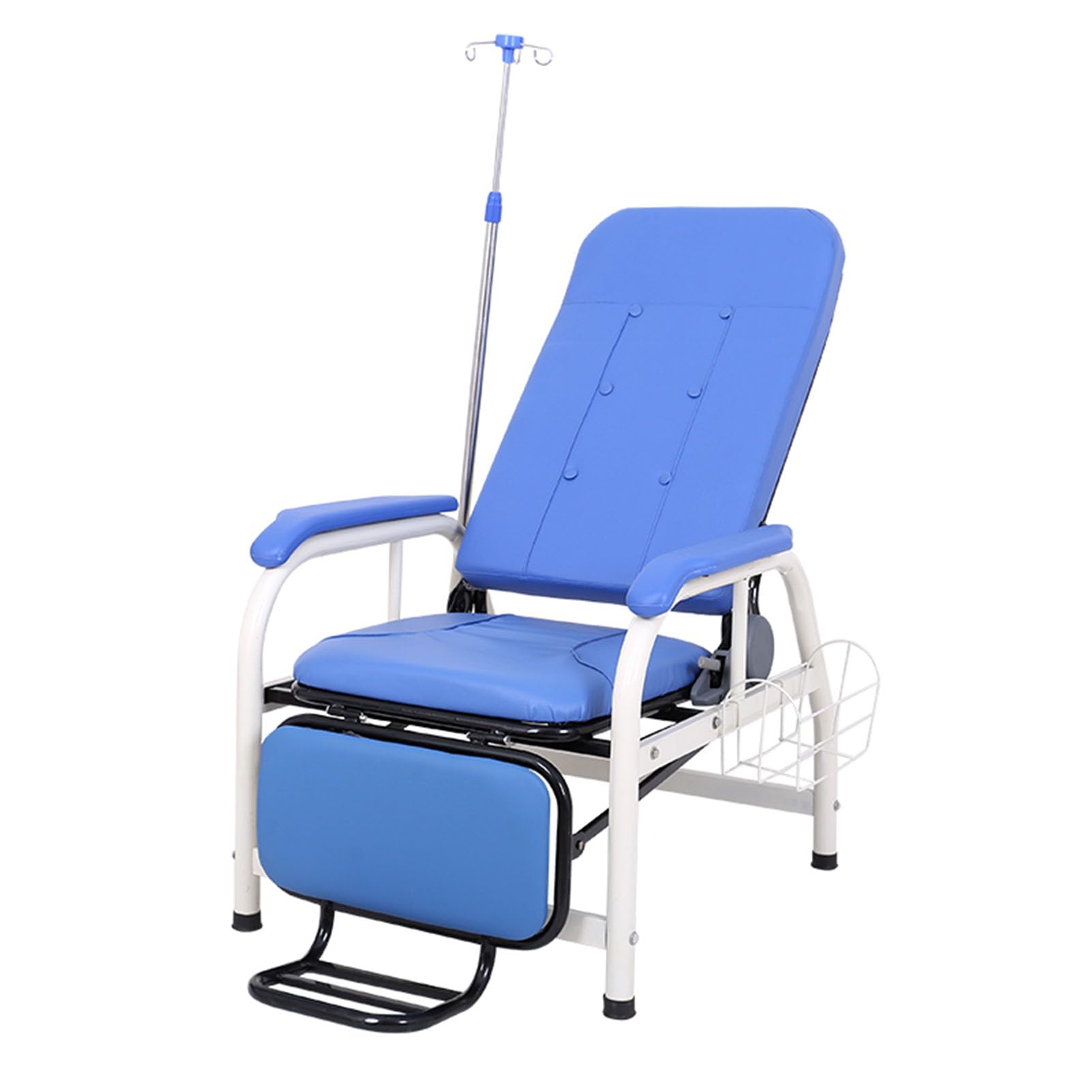 ASerZenith Phlebotomy Blood Draw Chair With Iv Stand, Single Infusion Chair, Fully Reclining Lobby Bench Reception Chair With Footrest And Leg Support,Halflying120°+Footrestandl
