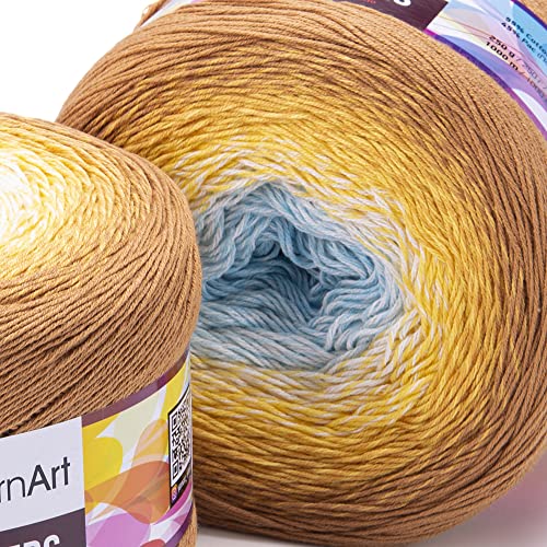 Image of Yarn Art YarnArt Flowers Yarn 55% Cotton 45% Acrylic 250gr 1094yds Multicolor Cotton Yarn Rainbow Crochet Yarn Spring Summer - 1 Fine Sport Skein (309)