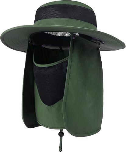 Outdoor Sun Hat UPF 50 Protection Waterproof Fishing hat Face Cover Summer Neck Flap Hat