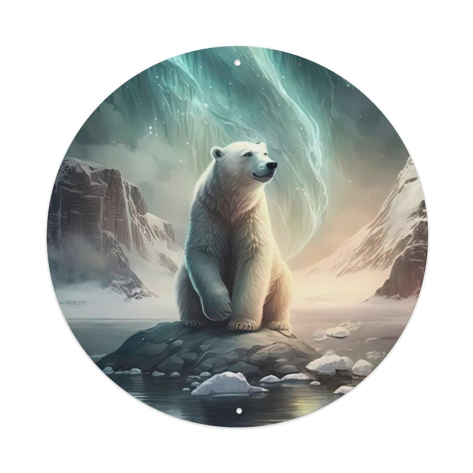 Animal Artwork Polar Bear on The Lake Vintage Metal Tin Sign Plaque Wall Decor for Cafe, Club Bar, Office, Garden Metal Poster 8x8Inch