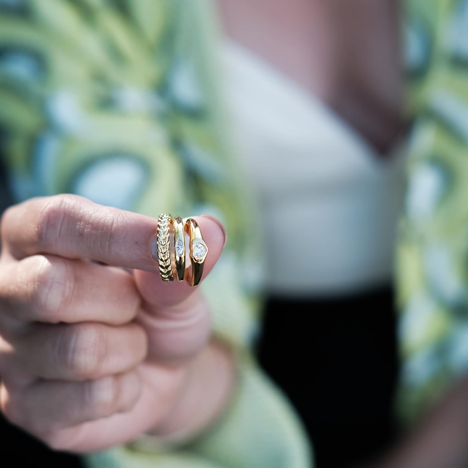 espere Cubic Zirconia Heart Signet Ring 18K Gold Plated | Minimal Dainty Pinky Ring | Simple Small Stackable Heart Ring Promise Ring Birthday Gift for Her - Image 4