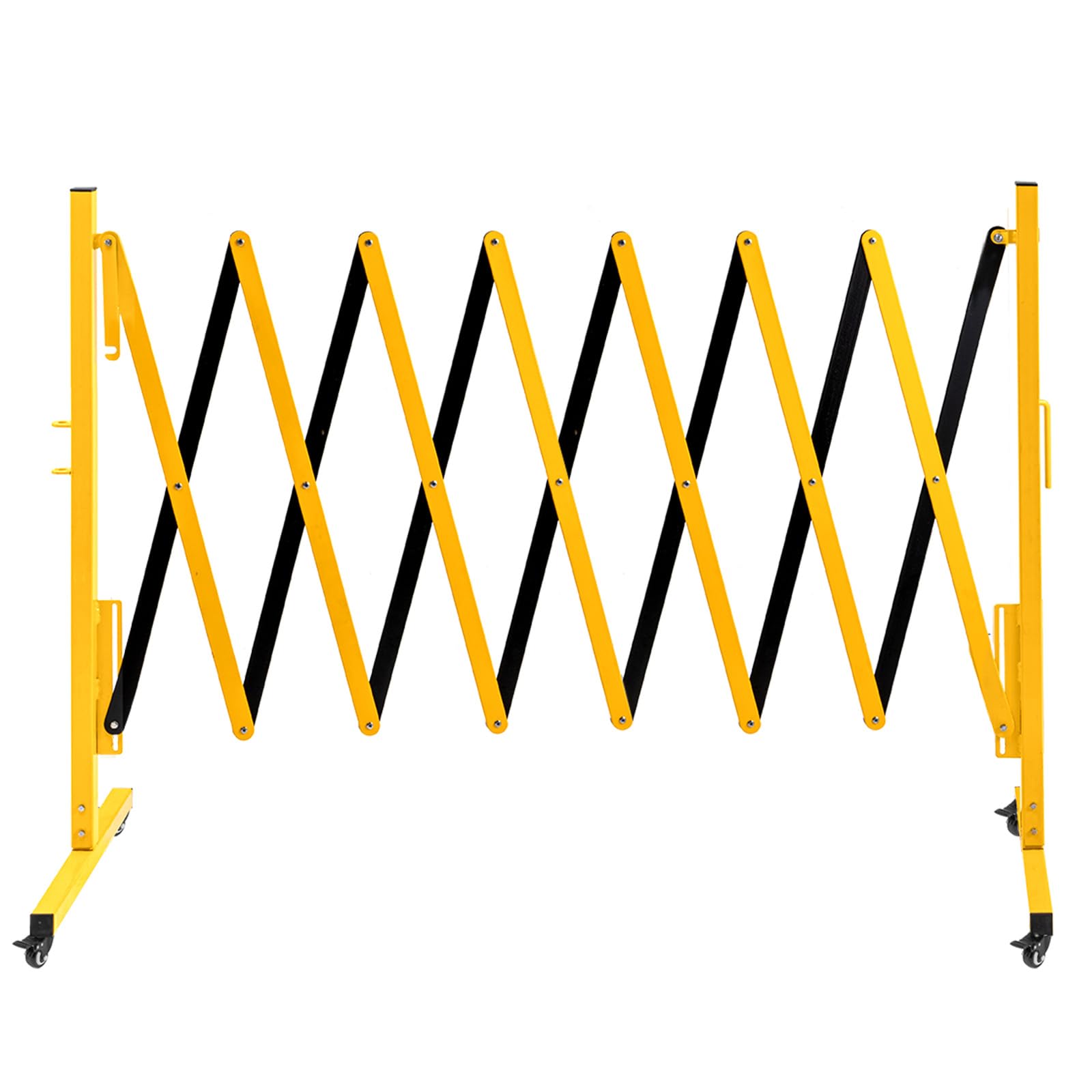 TECSPACE Industrial Expandable Metal Barricade, Expansion Size 11.5 FT,Yellow and Black, Durable Steel Safety Barricade with casters, Flexible Mobile Barrier Gate, Adjustable Traffic Fence