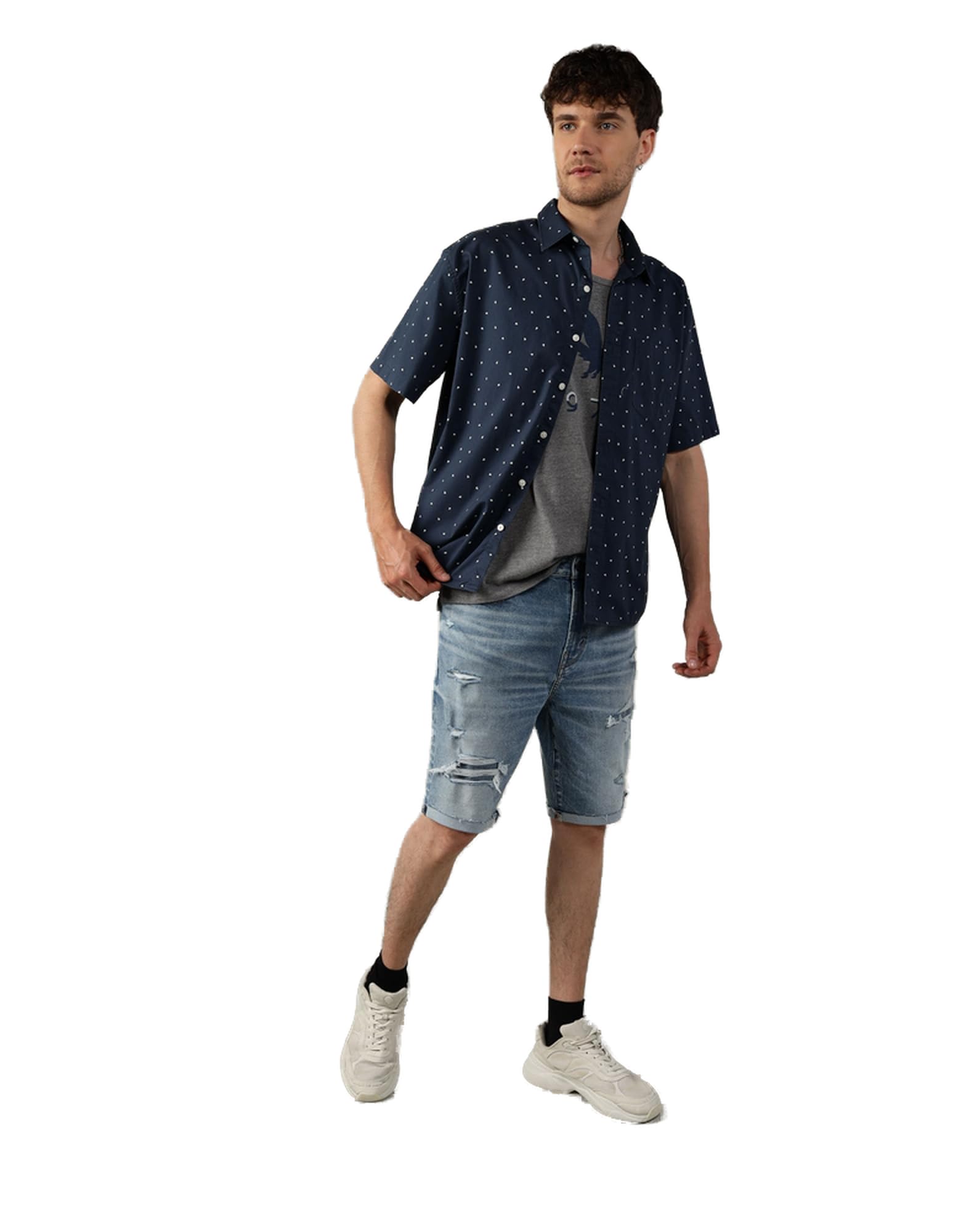 American EagleMens Printed Button-Up Poolside Shirt