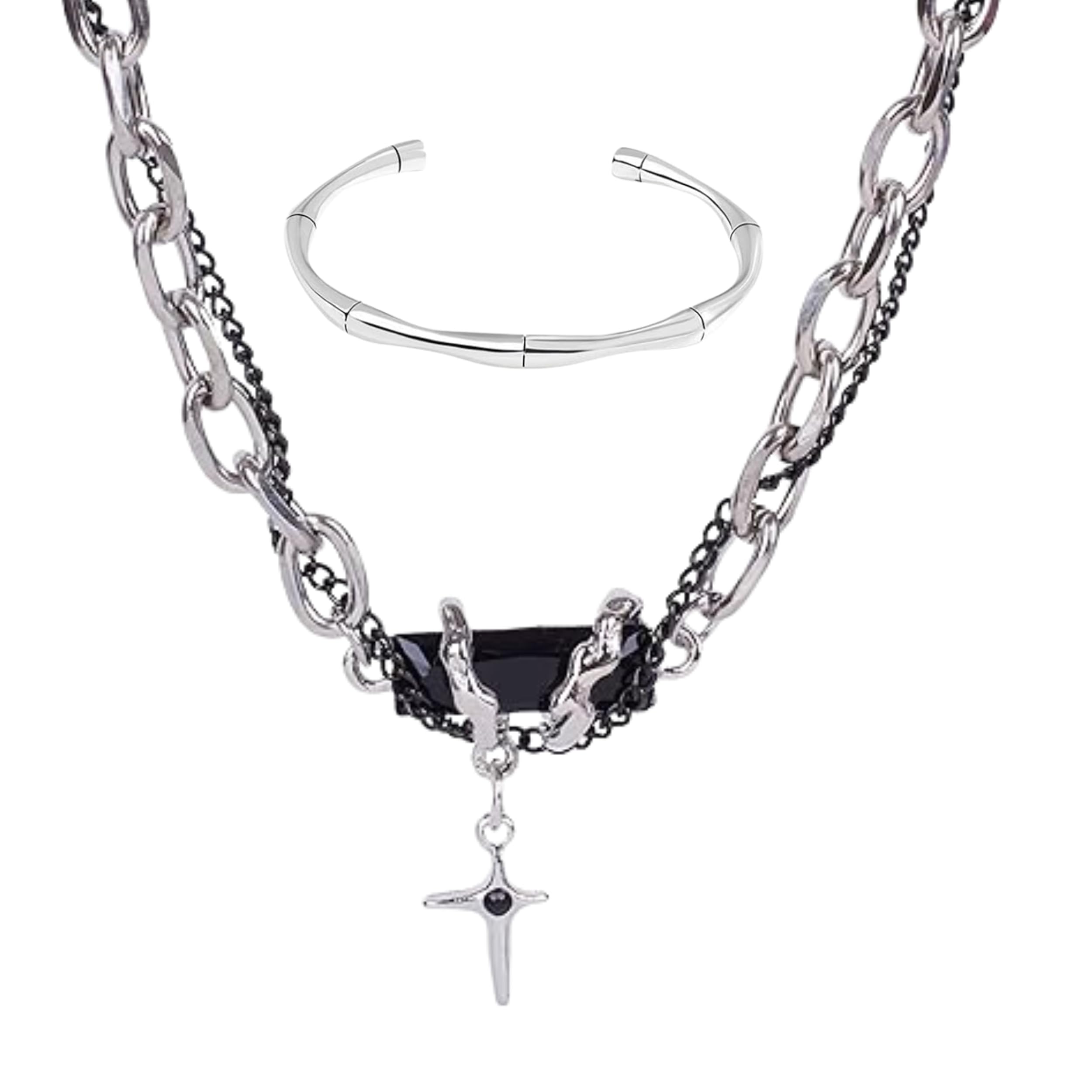 salty alpha Set of Bracelet & Necklace for Men - Rugged & Vagabond - Pendant Chain & Jewellery Combo | Gift for Diwali, Christmas, Marriage, Birthday-picture-23